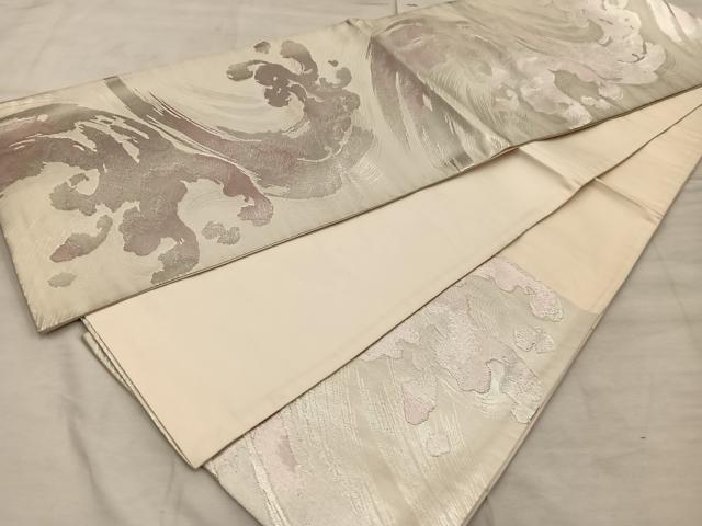 平和屋着物◎六通柄 京袋帯 立波文 銀糸 正絹 逸品 BAAX1252mz