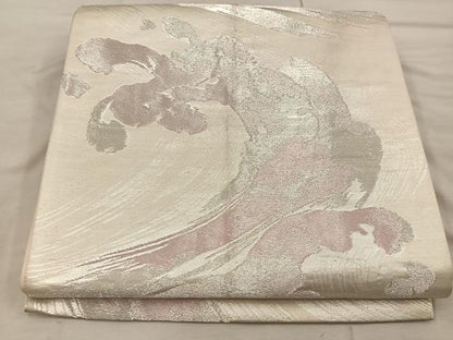 平和屋着物◎六通柄 京袋帯 立波文 銀糸 正絹 逸品 BAAX1252mz