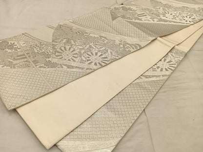 平和屋着物◎六通柄袋帯 熨斗御所車文 プラチナ二重箔 正絹 逸品 BAAX1259mz