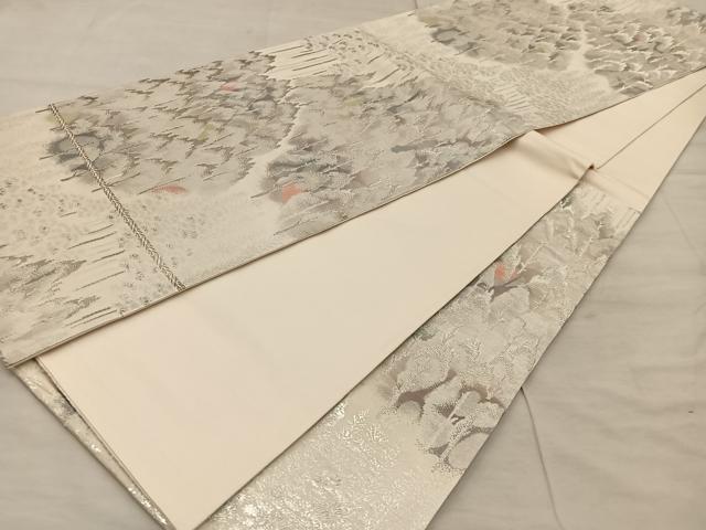 平和屋着物◎六通柄袋帯 古京錦 樹林文 二重引箔 正絹 逸品 BAAX1261mz
