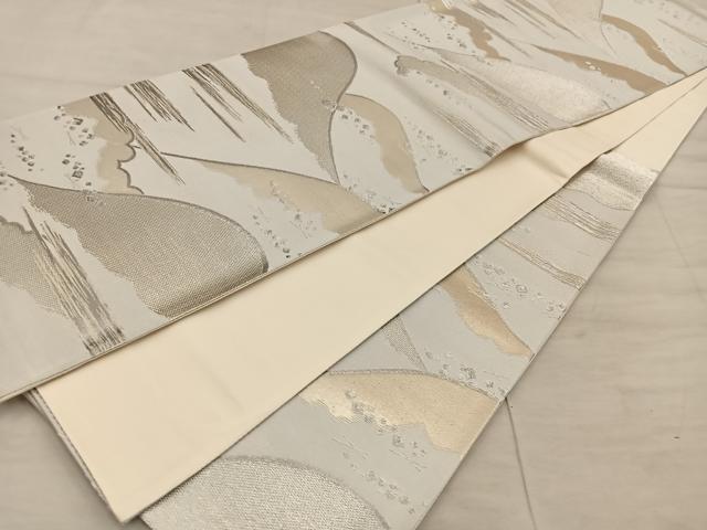 平和屋着物◎西陣 熊井一雄作 六通柄袋帯 遠山文 銀糸 証紙付き 正絹 逸品 BAAX1264mz