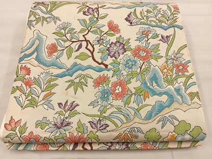平和屋着物◎六通柄袋帯 枝花文 金糸 正絹 逸品 BAAX1268mz