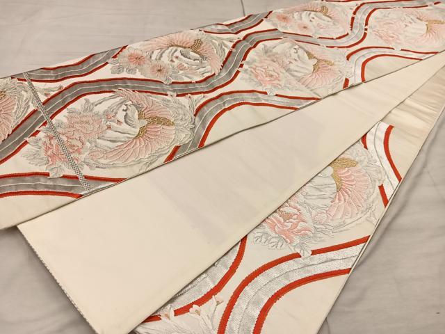 平和屋着物◎六通柄袋帯 唐織 立涌鳳凰花文 金銀糸 正絹 逸品 BAAX1269mz