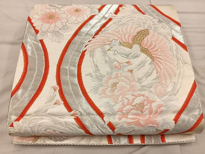 平和屋着物◎六通柄袋帯 唐織 立涌鳳凰花文 金銀糸 正絹 逸品 BAAX1269mz