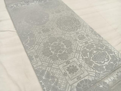 平和屋着物◎全通柄袋帯 草花文 正絹 逸品 BAAX1271mz