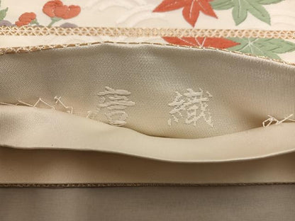 平和屋着物◎六通柄袋帯 唐織 花車文 金糸 正絹 逸品 BAAX1273mz