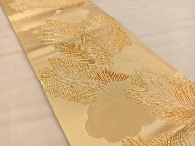 平和屋着物◎六通柄袋帯 雲取り若松葉文 金糸 正絹 逸品 BAAX1279mz