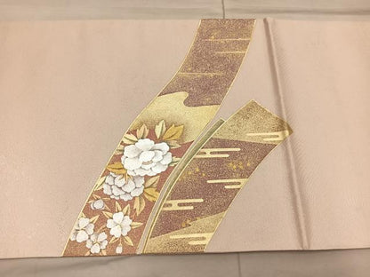 平和屋着物◎太鼓柄袋帯 短冊花文 金銀彩 正絹 逸品 BAAX1284mz