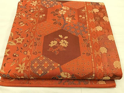平和屋着物◎六通柄袋帯 亀甲花文 正絹 逸品 BAAX1285mz