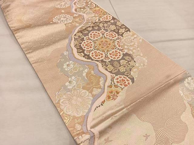 平和屋着物◎六通柄袋帯 道長名物文 金糸 正絹 逸品 BAAX1289mz