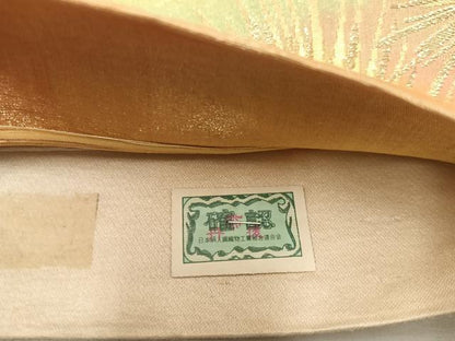 平和屋着物◎六通柄　京袋帯　草葉文　金糸　正絹　逸品　BAAX1296mz