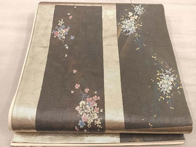 平和屋着物◎太鼓柄袋帯　短冊花文　正絹　逸品　BAAX1316mz
