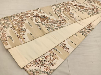 平和屋着物◎六通柄袋帯　大名行列　金糸　正絹　逸品　BAAX1329mz