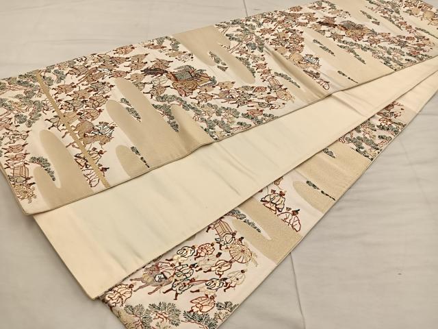 平和屋着物◎六通柄袋帯　大名行列　金糸　正絹　逸品　BAAX1329mz