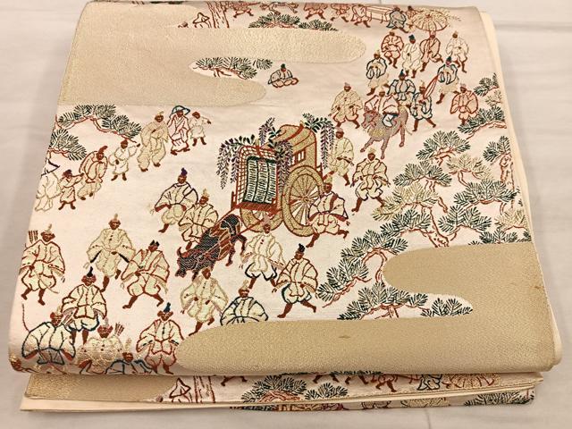 平和屋着物◎六通柄袋帯　大名行列　金糸　正絹　逸品　BAAX1329mz