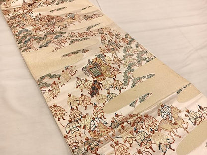 平和屋着物◎六通柄袋帯　大名行列　金糸　正絹　逸品　BAAX1329mz