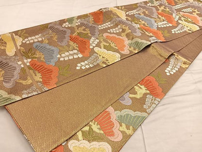 平和屋着物●佐賀錦　六通柄袋帯　唐織　能衣松藤文様　金銀糸　正絹　逸品　BAAX1331mz