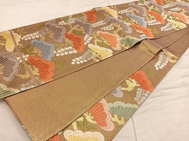 平和屋着物●佐賀錦　六通柄袋帯　唐織　能衣松藤文様　金銀糸　正絹　逸品　BAAX1331mz