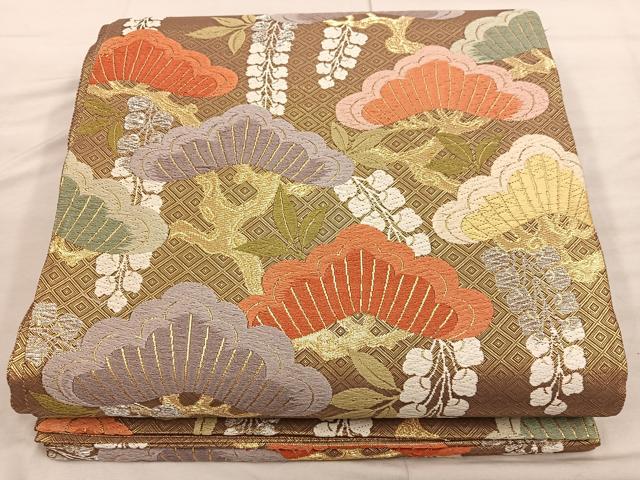 平和屋着物●佐賀錦　六通柄袋帯　唐織　能衣松藤文様　金銀糸　正絹　逸品　BAAX1331mz
