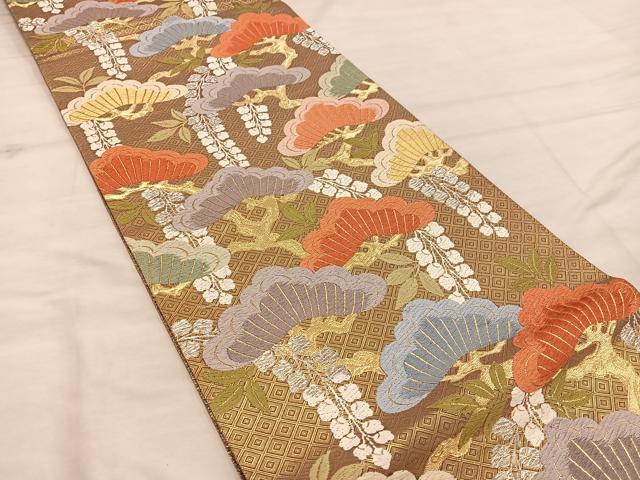 平和屋着物●佐賀錦　六通柄袋帯　唐織　能衣松藤文様　金銀糸　正絹　逸品　BAAX1331mz