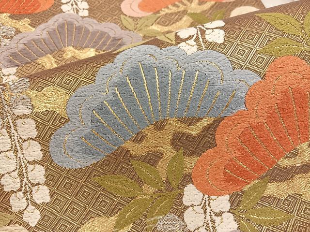 平和屋着物●佐賀錦　六通柄袋帯　唐織　能衣松藤文様　金銀糸　正絹　逸品　BAAX1331mz