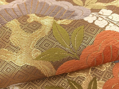 平和屋着物●佐賀錦　六通柄袋帯　唐織　能衣松藤文様　金銀糸　正絹　逸品　BAAX1331mz