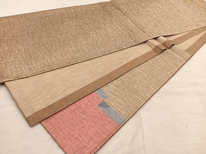 平和屋着物◎太鼓柄袋帯　ふくれ織　幾何学文様　正絹　逸品　BAAX1336mz