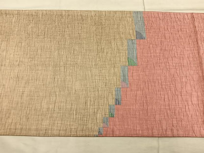 平和屋着物◎太鼓柄袋帯　ふくれ織　幾何学文様　正絹　逸品　BAAX1336mz