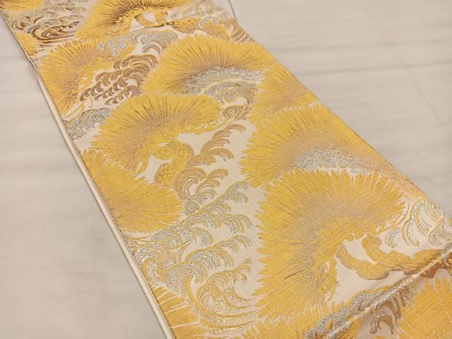 平和屋着物◎六通柄 京袋帯 草葉文 金銀糸 正絹 逸品 BAAX1346mz