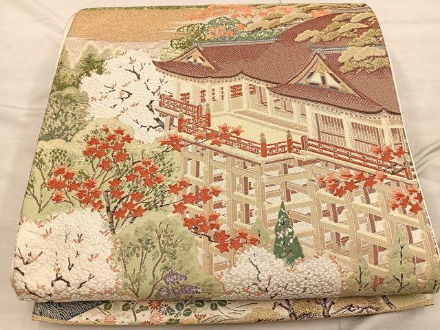 平和屋着物◎六通柄袋帯 唐織 京名所 金糸 正絹 逸品 BAAX1361mz