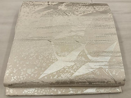 平和屋着物◎六通柄袋帯 霞鶴 プラチナ箔 正絹 逸品 BAAX1368mz