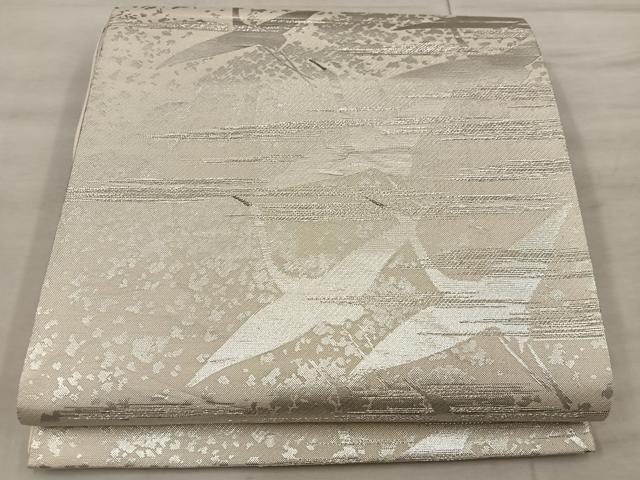 平和屋着物◎六通柄袋帯 霞鶴 プラチナ箔 正絹 逸品 BAAX1368mz