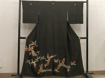 平和屋着物■豪華黒留袖　駒刺繍　鳳凰　金彩　正絹　逸品　BAAX1369mz