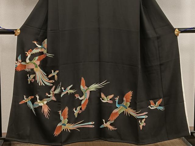 平和屋着物■豪華黒留袖　駒刺繍　鳳凰　金彩　正絹　逸品　BAAX1369mz