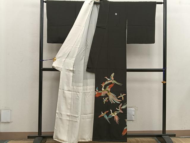 平和屋着物■豪華黒留袖　駒刺繍　鳳凰　金彩　正絹　逸品　BAAX1369mz