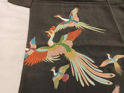 平和屋着物■豪華黒留袖　駒刺繍　鳳凰　金彩　正絹　逸品　BAAX1369mz