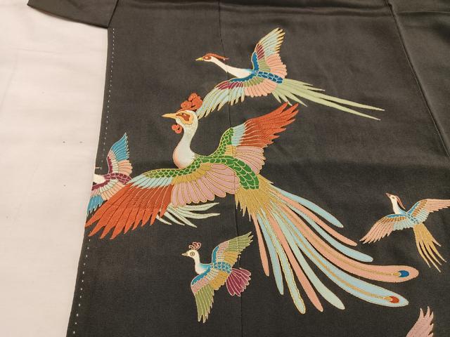 平和屋着物■豪華黒留袖　駒刺繍　鳳凰　金彩　正絹　逸品　BAAX1369mz