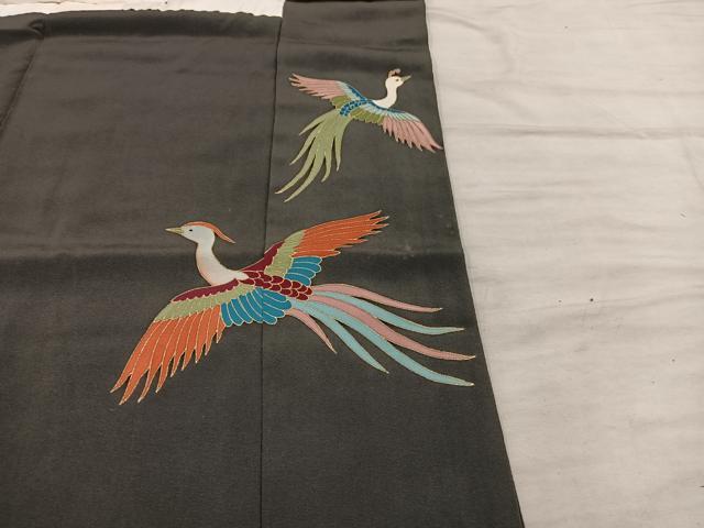 平和屋着物■豪華黒留袖　駒刺繍　鳳凰　金彩　正絹　逸品　BAAX1369mz