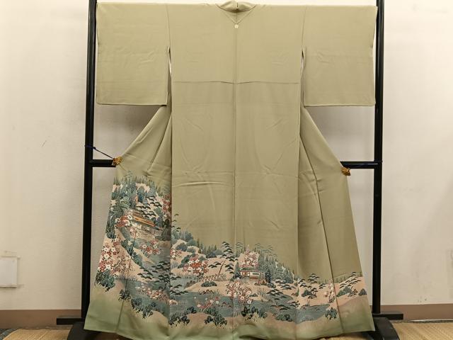 平和屋着物■豪華色留袖　風景花文　正絹　逸品　BAAX1371mz