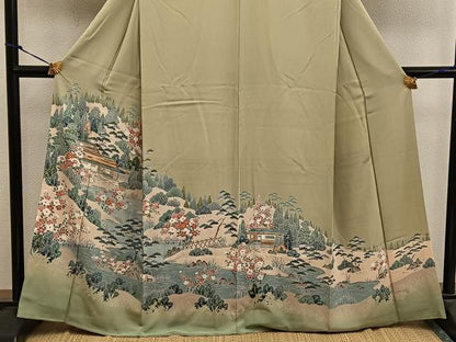 平和屋着物■豪華色留袖　風景花文　正絹　逸品　BAAX1371mz