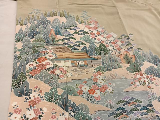 平和屋着物■豪華色留袖　風景花文　正絹　逸品　BAAX1371mz