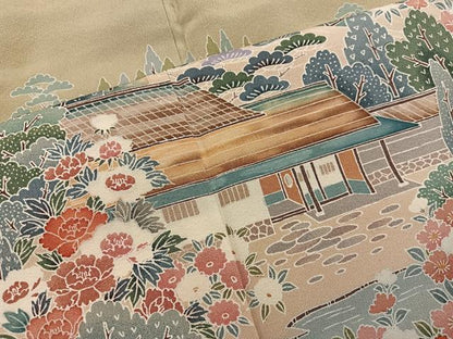 平和屋着物■豪華色留袖　風景花文　正絹　逸品　BAAX1371mz