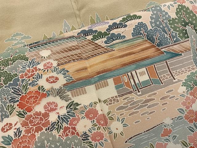 平和屋着物■豪華色留袖　風景花文　正絹　逸品　BAAX1371mz