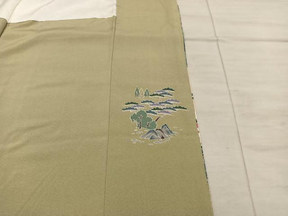 平和屋着物■豪華色留袖　風景花文　正絹　逸品　BAAX1371mz