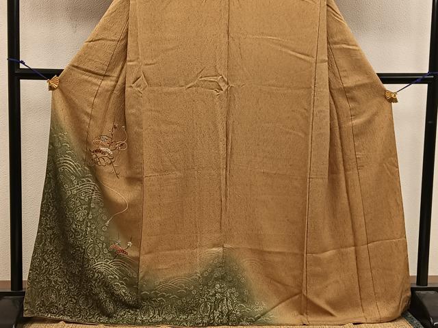 平和屋着物■訪問着　刺繍　雪輪花文　暈し染め　金彩　正絹　逸品　BAAX1373mz