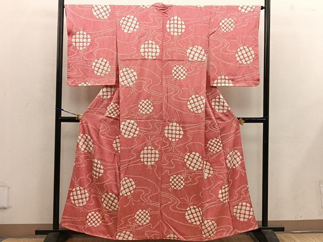 平和屋着物■上質な小紋　菱　正絹　逸品　BAAX1376mz