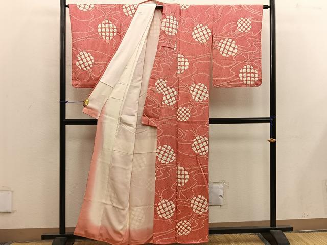 平和屋着物■上質な小紋　菱　正絹　逸品　BAAX1376mz
