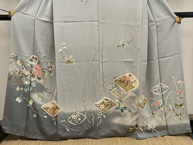 平和屋着物■訪問着　枝花文　暈し染め　金彩　正絹　逸品　BAAX1385mz