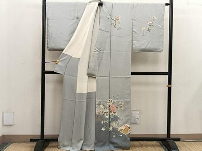 平和屋着物■訪問着　枝花文　暈し染め　金彩　正絹　逸品　BAAX1385mz