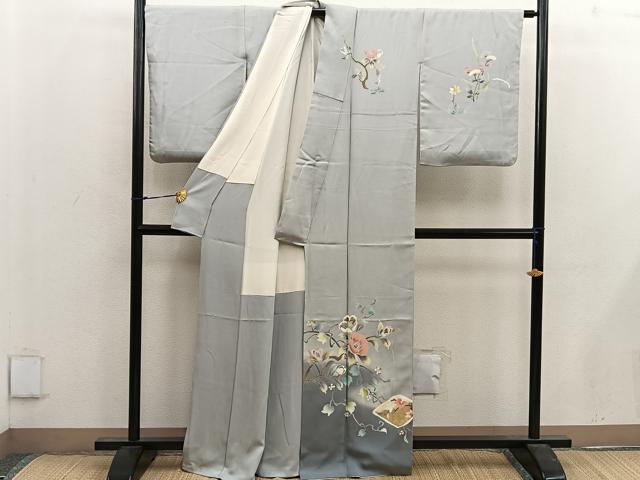 平和屋着物■訪問着　枝花文　暈し染め　金彩　正絹　逸品　BAAX1385mz